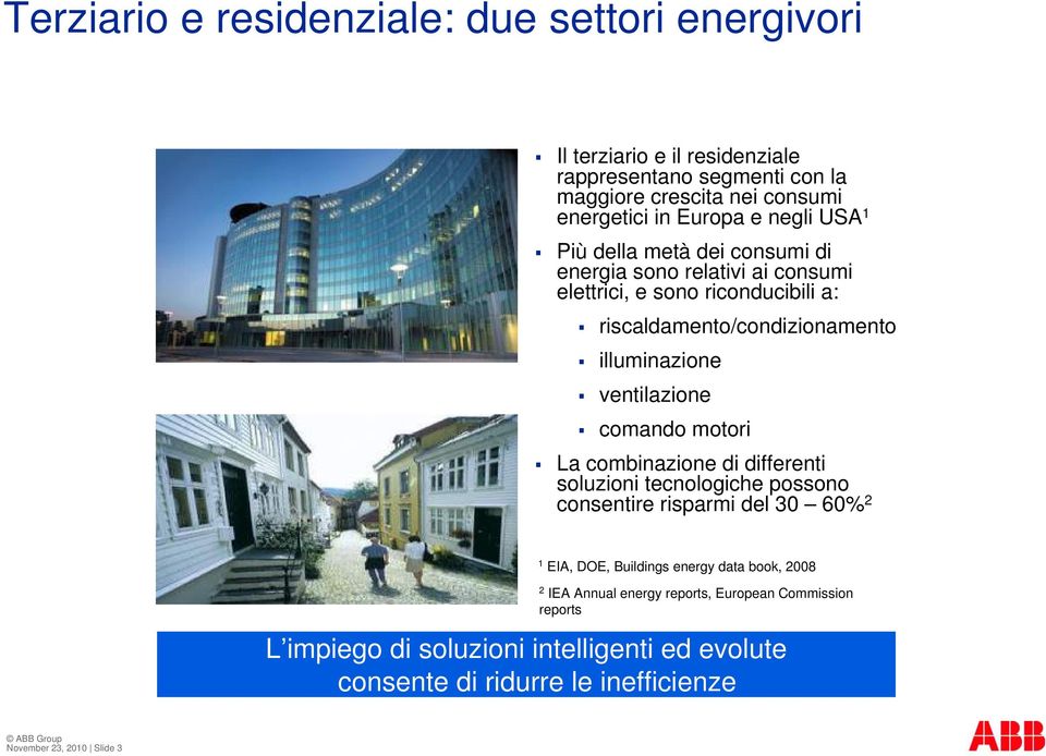 ventilazione comando motori La combinazione di differenti soluzioni tecnologiche possono consentire risparmi del 30 60% 2 1 EIA, DOE, Buildings energy data book,