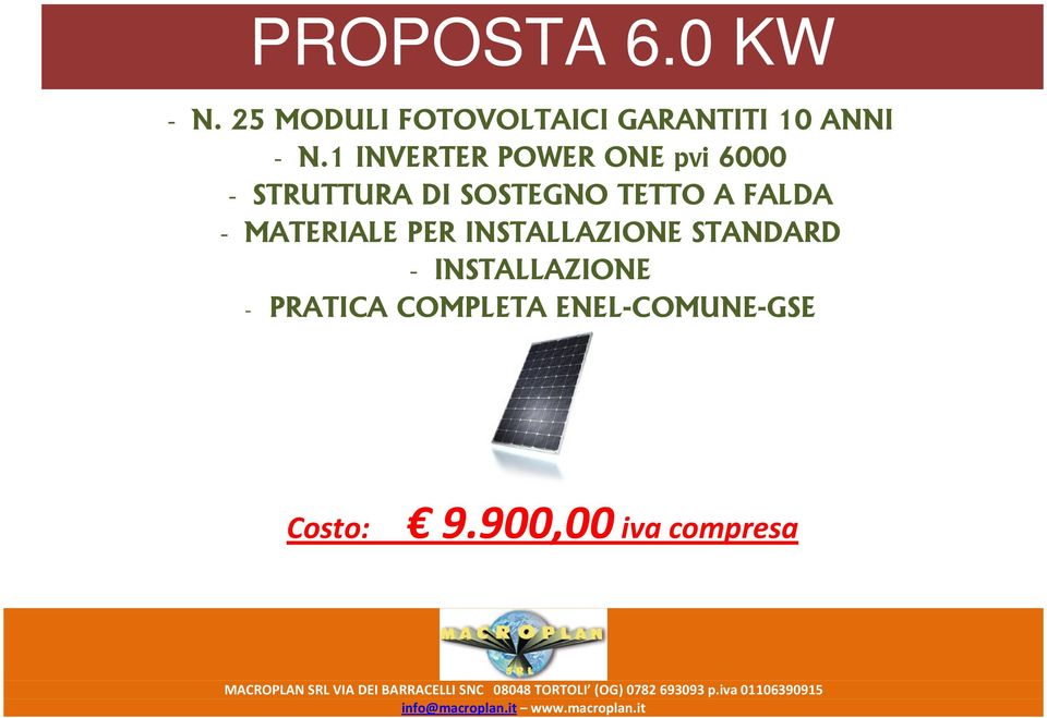 1 INVERTER POWER ONE pvi 6000 - STRUTTURA DI SOSTEGNO TETTO A