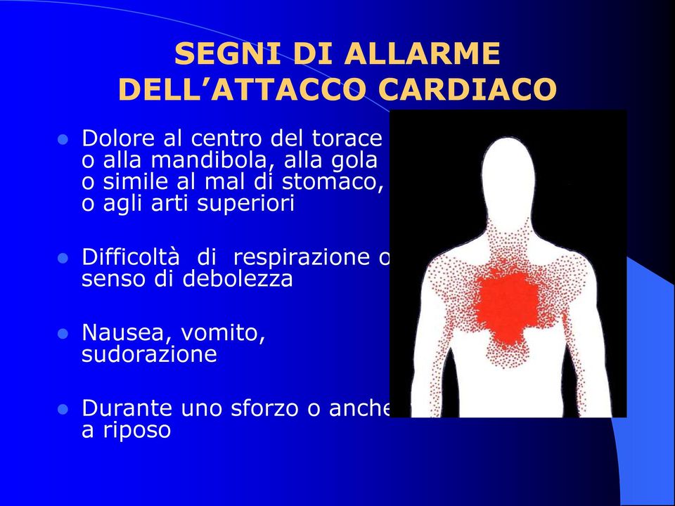 o agli arti superiori Difficoltà di respirazione o senso di