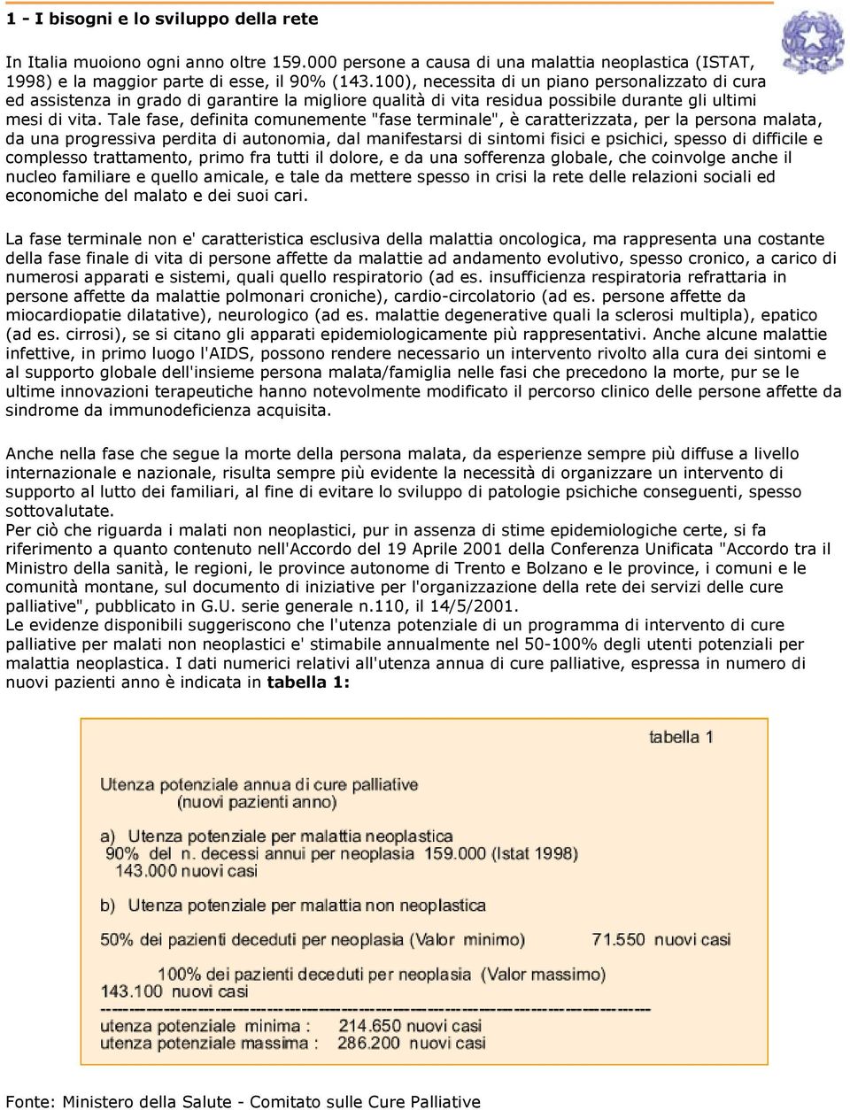 Tale fase, definita comunemente "fase terminale", è caratterizzata, per la persona malata, da una progressiva perdita di autonomia, dal manifestarsi di sintomi fisici e psichici, spesso di difficile