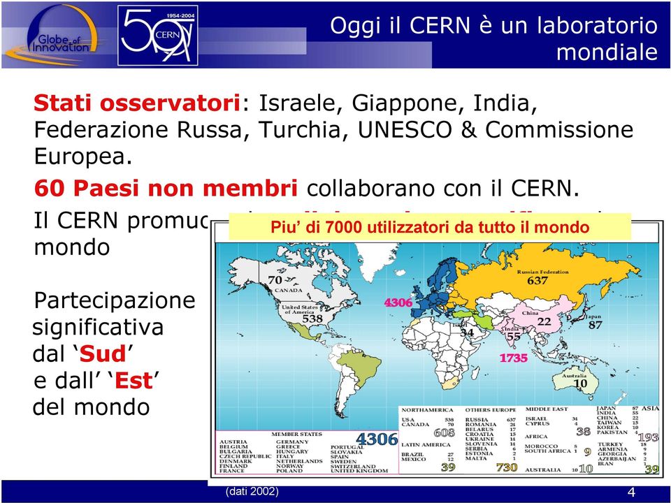 60 Paesi non membri collaborano con il CERN.