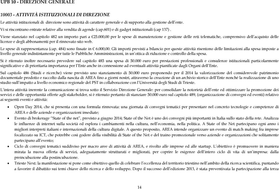 000,00 per le spese di manutenzione e gestione delle reti telematiche, comprensivo dell acquisto delle licenze e degli abbonamenti per il rinnovato sito web. Le spese di rappresentanza (cap.