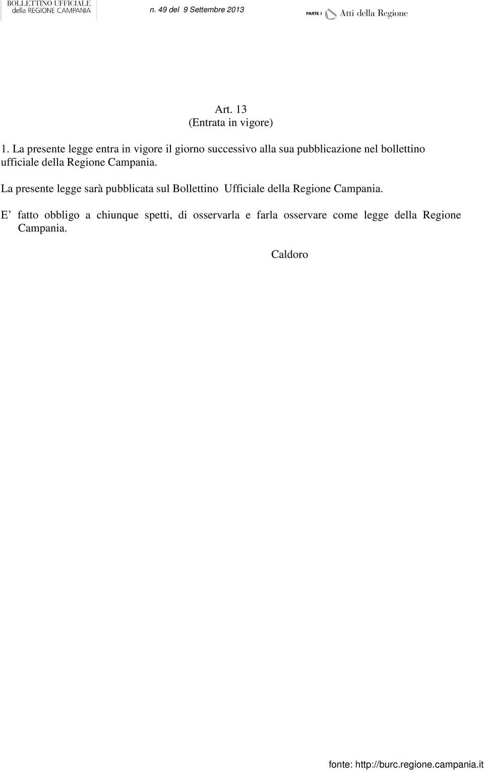 bollettino ufficiale della Regione Campania.