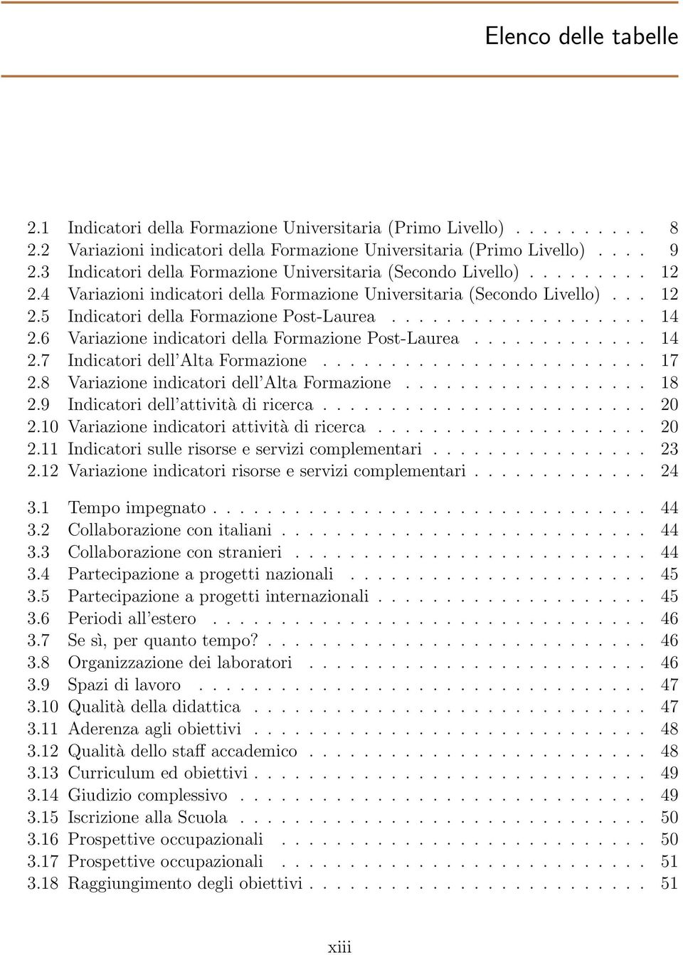 .................. 14 2.6 Variazione indicatori della Formazione Post-Laurea............. 14 2.7 Indicatori dell Alta Formazione........................ 17 2.