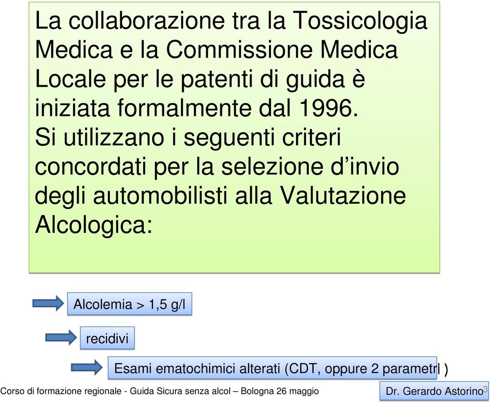 Si utilizzano i seguenti criteri concordati per la selezione d invio degli automobilisti