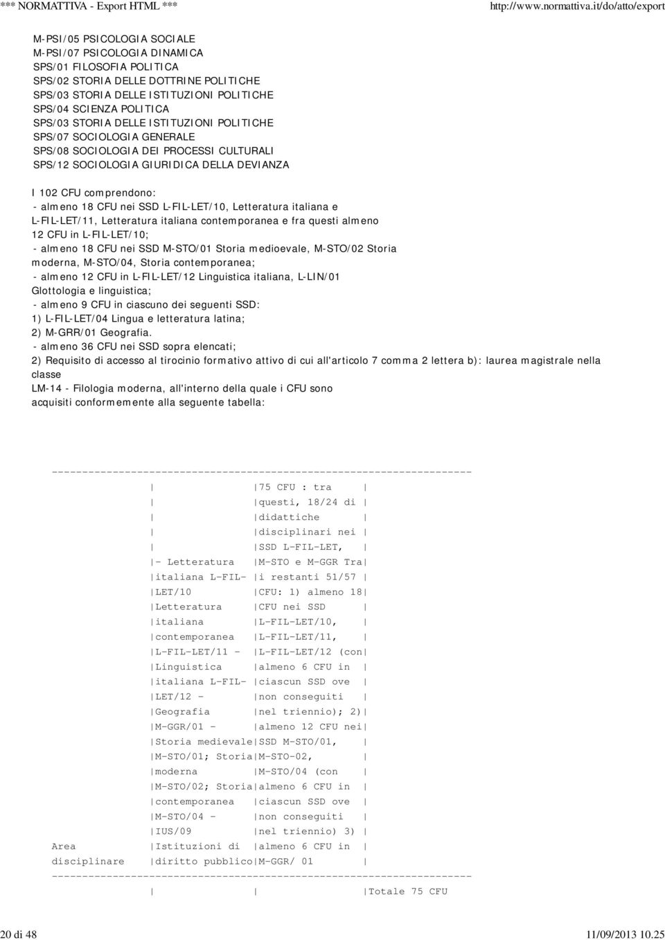 STORIA DELLE ISTITUZIONI POLITICHE SPS/07 SOCIOLOGIA GENERALE SPS/08 SOCIOLOGIA DEI PROCESSI CULTURALI SPS/12 SOCIOLOGIA GIURIDICA DELLA DEVIANZA I 102 CFU comprendono: - almeno 18 CFU nei SSD