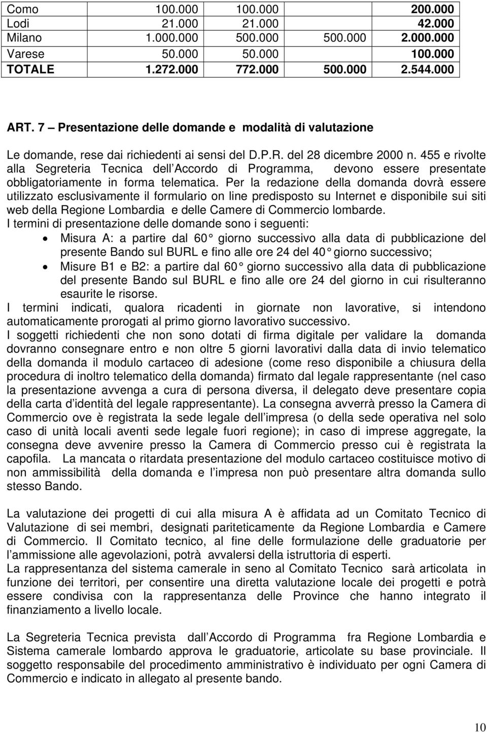 455 e rivolte alla Segreteria Tecnica dell Accordo di Programma, devono essere presentate obbligatoriamente in forma telematica.