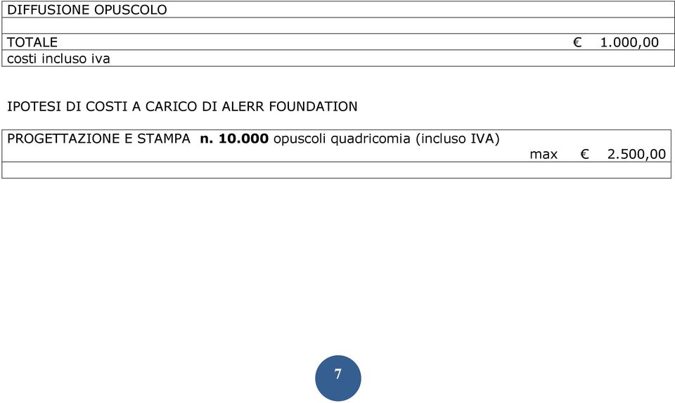 CARICO DI ALERR FOUNDATION PROGETTAZIONE E