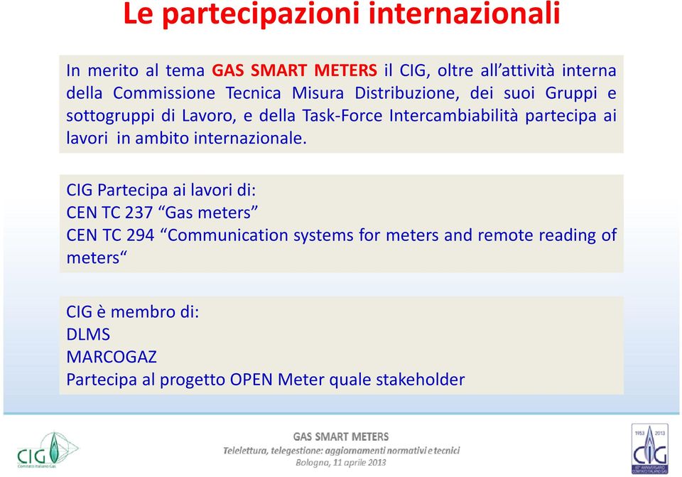 partecipa ai lavori in ambito internazionale.