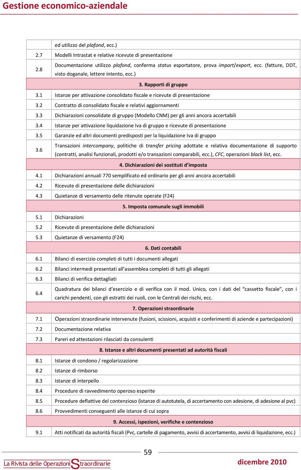 1 Istanze per attivazione consoliato fiscale e ricevute i presentazione 3.2 Contratto i consoliato fiscale e relativi aggiornamenti 3.