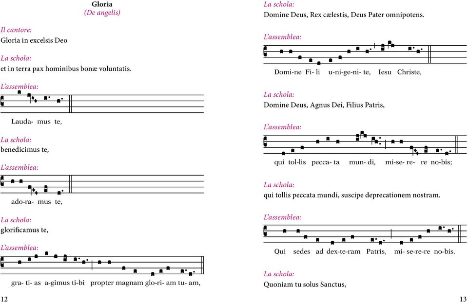 Lauda- mus te, benedicimus te, ado-ra- mus te, glorificamus te, Domi-ne Fi- li u-ni-ge-ni- te, Iesu Christe, Domine Deus, Agnus Dei,