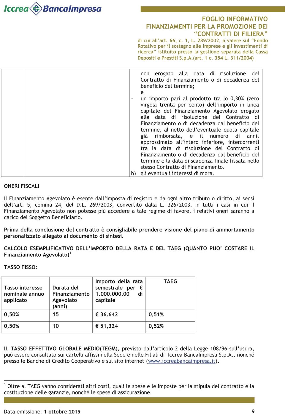 rimborsata, e il numero di anni, approssimato all intero inferiore, intercorrenti tra la data di risoluzione del Contratto di Finanziamento o di decadenza dal beneficio del termine e la data di