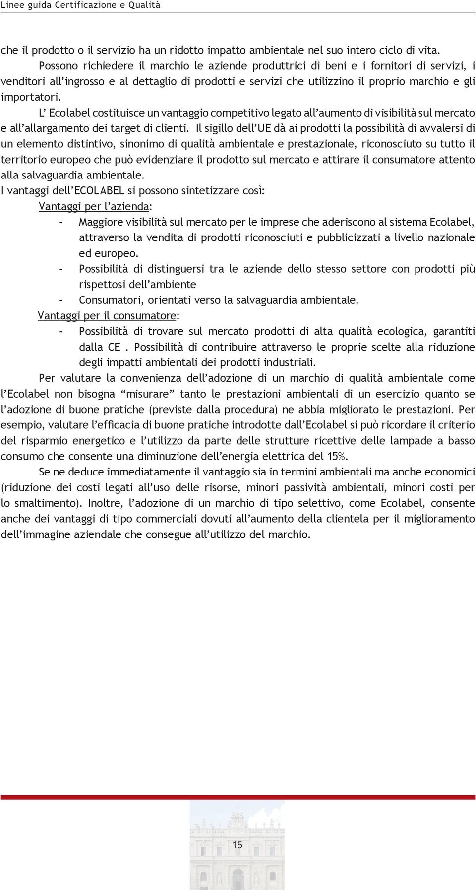 importatori. L Ecolabel costituisce un vantaggio competitivo legato all aumento di visibilità sul mercato e all allargamento dei target di clienti.