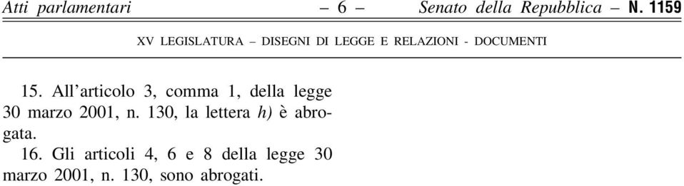 130, la lettera h) è abrogata. 16.