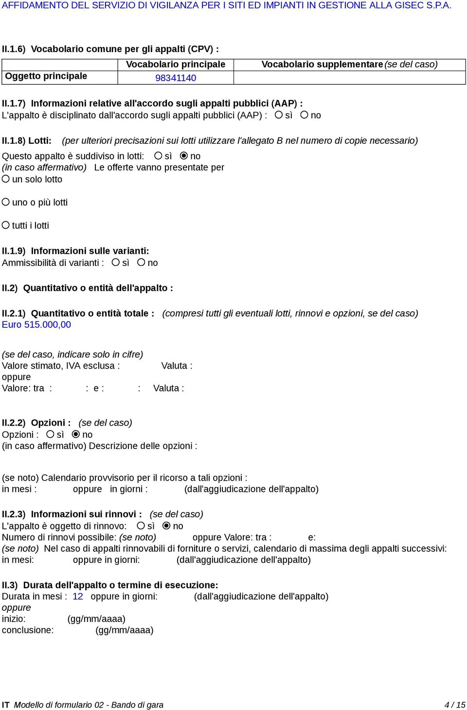 40 Vocabolario supplementare(se del caso) II.1.