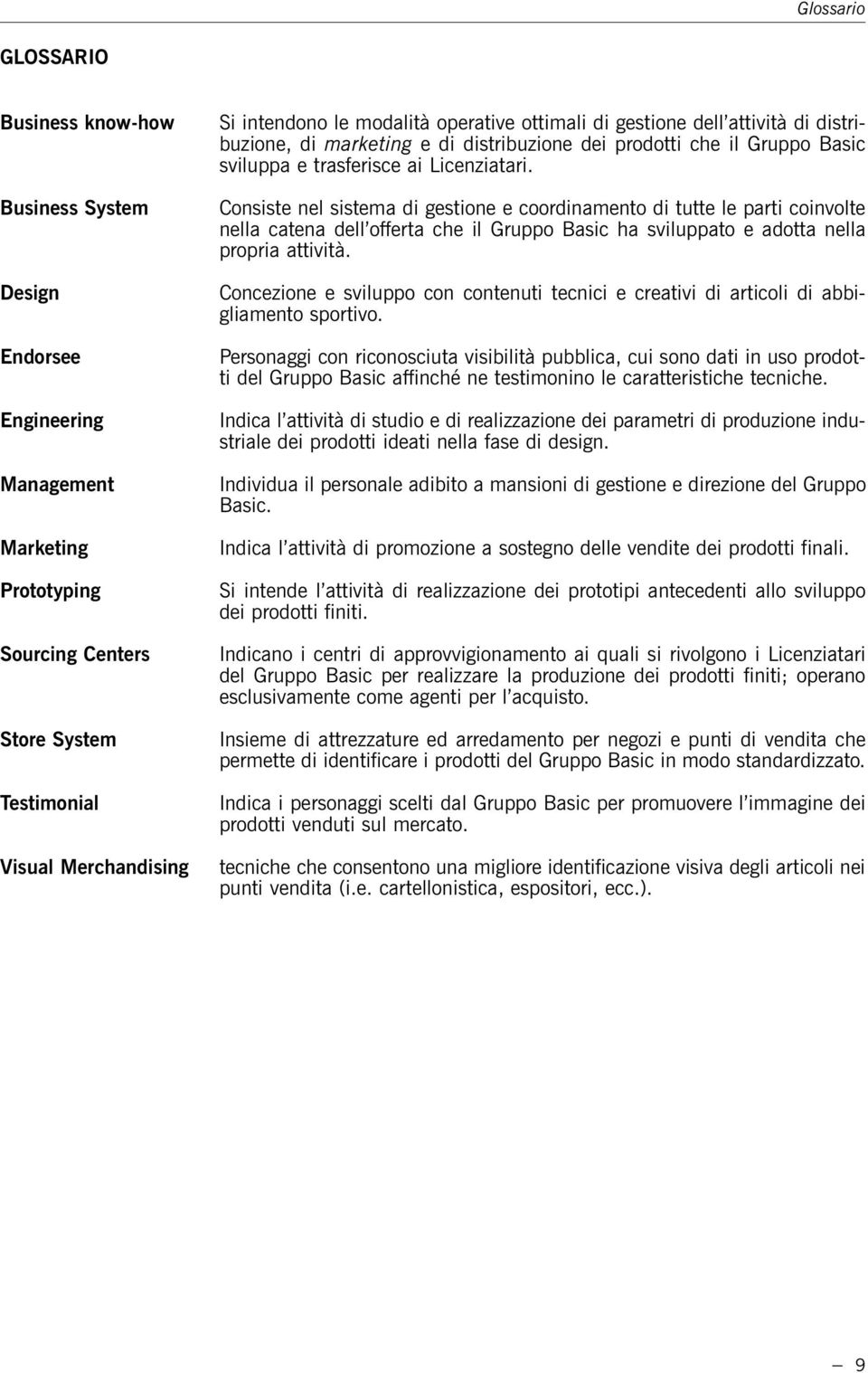 Consiste nel sistema di gestione e coordinamento di tutte le parti coinvolte nella catena dell offerta che il Gruppo Basic ha sviluppato e adotta nella propria attività.