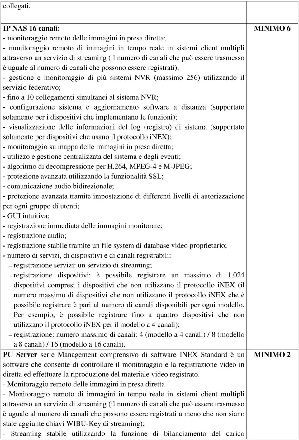 canali che può essere trasmesso è uguale al numero di canali che possono essere registrati); - gestione e monitoraggio di più sistemi NVR (massimo 256) utilizzando il servizio federativo; - fino a 10