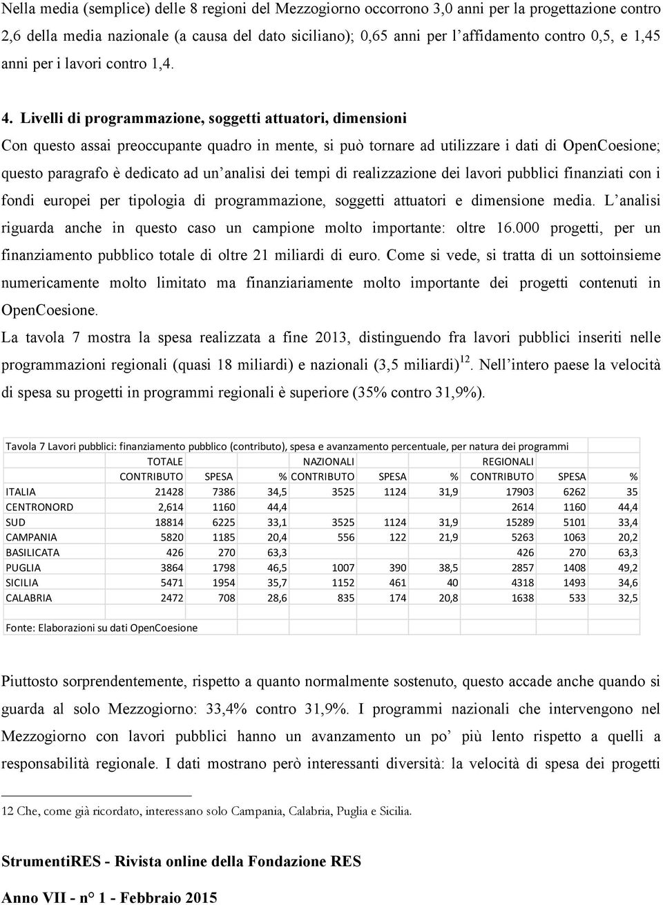 Livelli di programmazione, soggetti attuatori, dimensioni Con questo assai preoccupante quadro in mente, si può tornare ad utilizzare i dati di OpenCoesione; questo paragrafo è dedicato ad un analisi