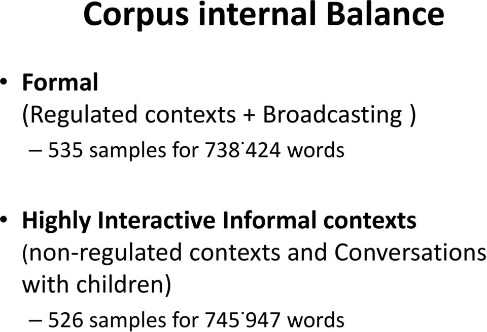 Interactive Informal contexts (non regulated contexts