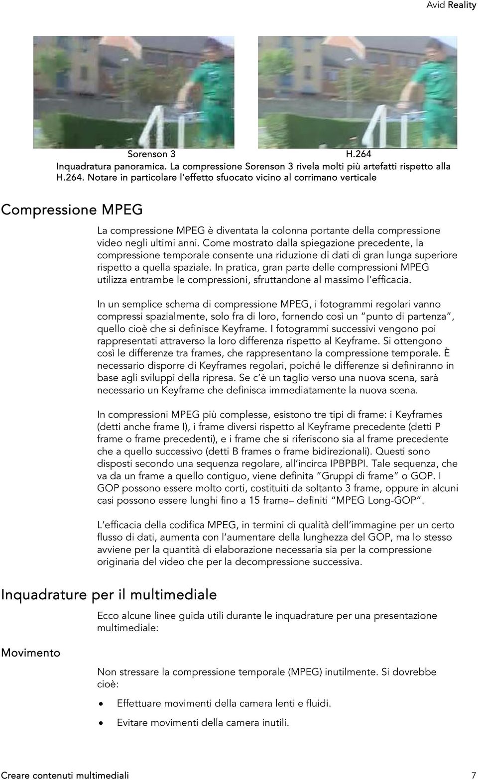 Notare in particolare l effetto sfuocato vicino al corrimano verticale Compressione MPEG La compressione MPEG è diventata la colonna portante della compressione video negli ultimi anni.