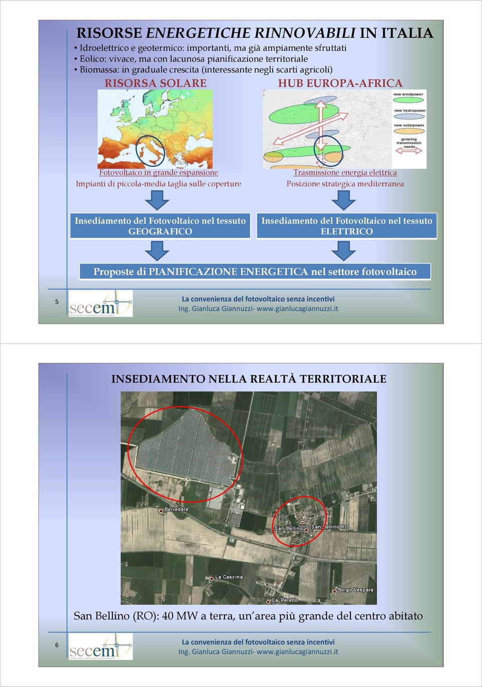 coperture Trasmissione energia elettrica Posizione strategica mediterranea Insediamento del Fotovoltaico nel tessuto GEOGRAFICO Insediamento del Fotovoltaico nel tessuto