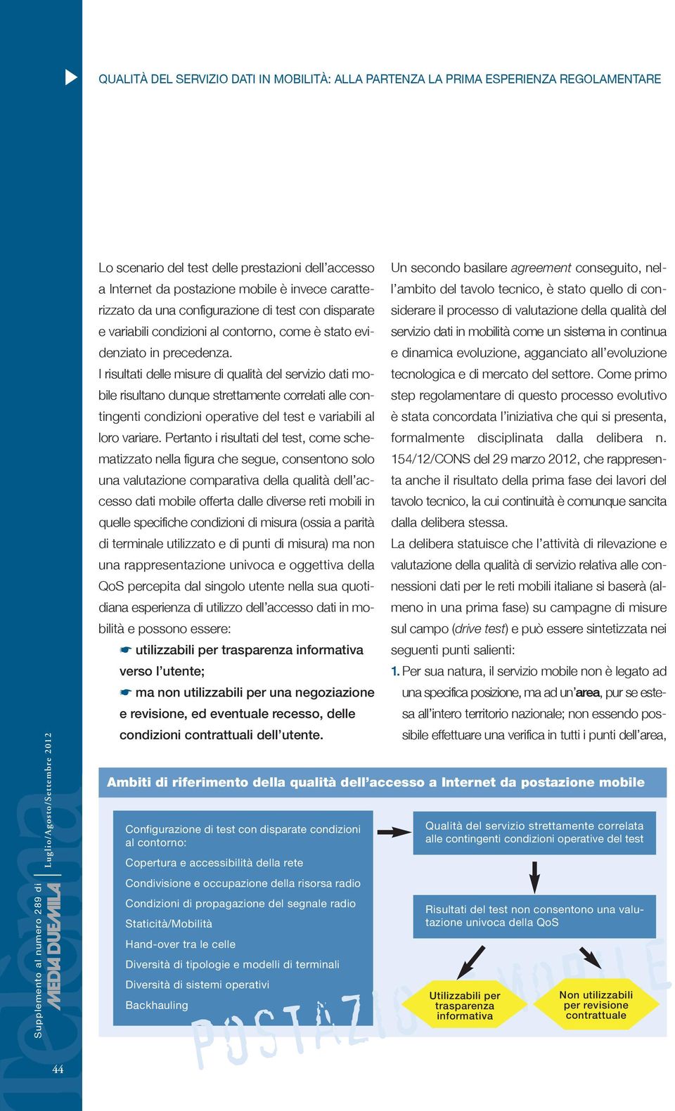 I risultati delle misure di qualità del servizio dati mobile risultano dunque strettamente correlati alle contingenti condizioni operative del test e variabili al loro variare.