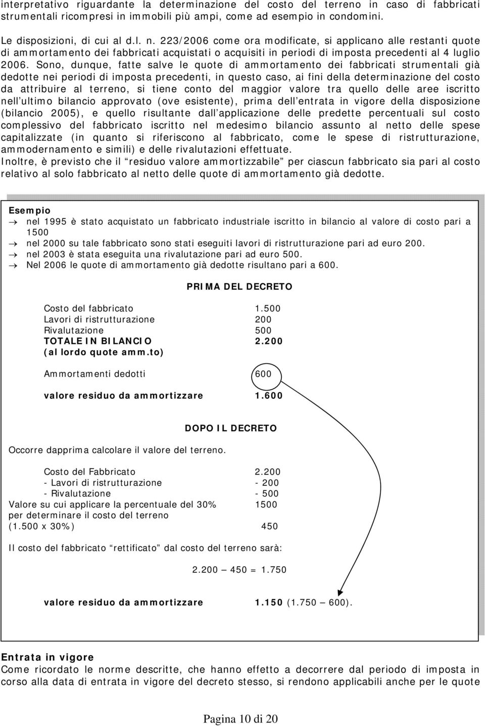 Sono, dunque, fatte salve le quote di ammortamento dei fabbricati strumentali già dedotte nei periodi di imposta precedenti, in questo caso, ai fini della determinazione del costo da attribuire al