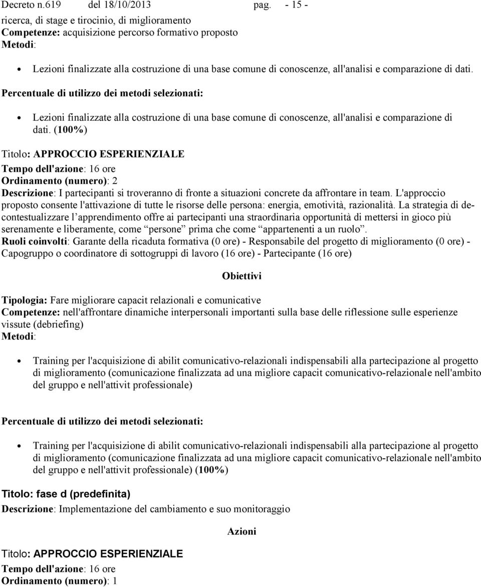 e comparazione di dati. Percentuale di utilizzo dei metodi selezionati: Lezioni finalizzate alla costruzione di una base comune di conoscenze, all'analisi e comparazione di dati.