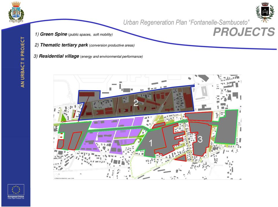tertiary park (conversion productive areas) 3) Residential