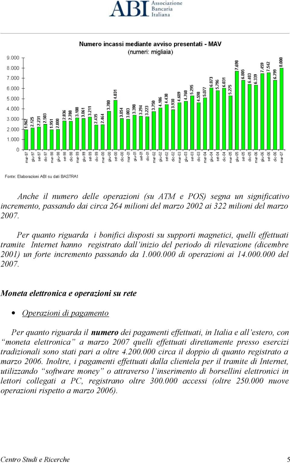 da 1.000.000 di operazioni ai 14.000.000 del 2007.