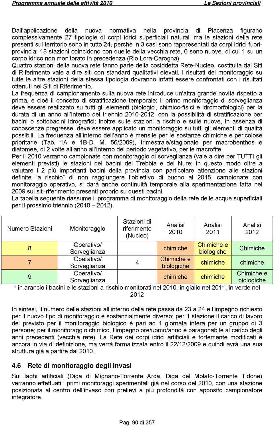 precedenza (Rio Lora-Carogna). Quattro stazioni della nuova rete fanno parte della cosiddetta Rete-Nucleo, costituita dai Siti di Riferimento vale a dire siti con standard qualitativi elevati.