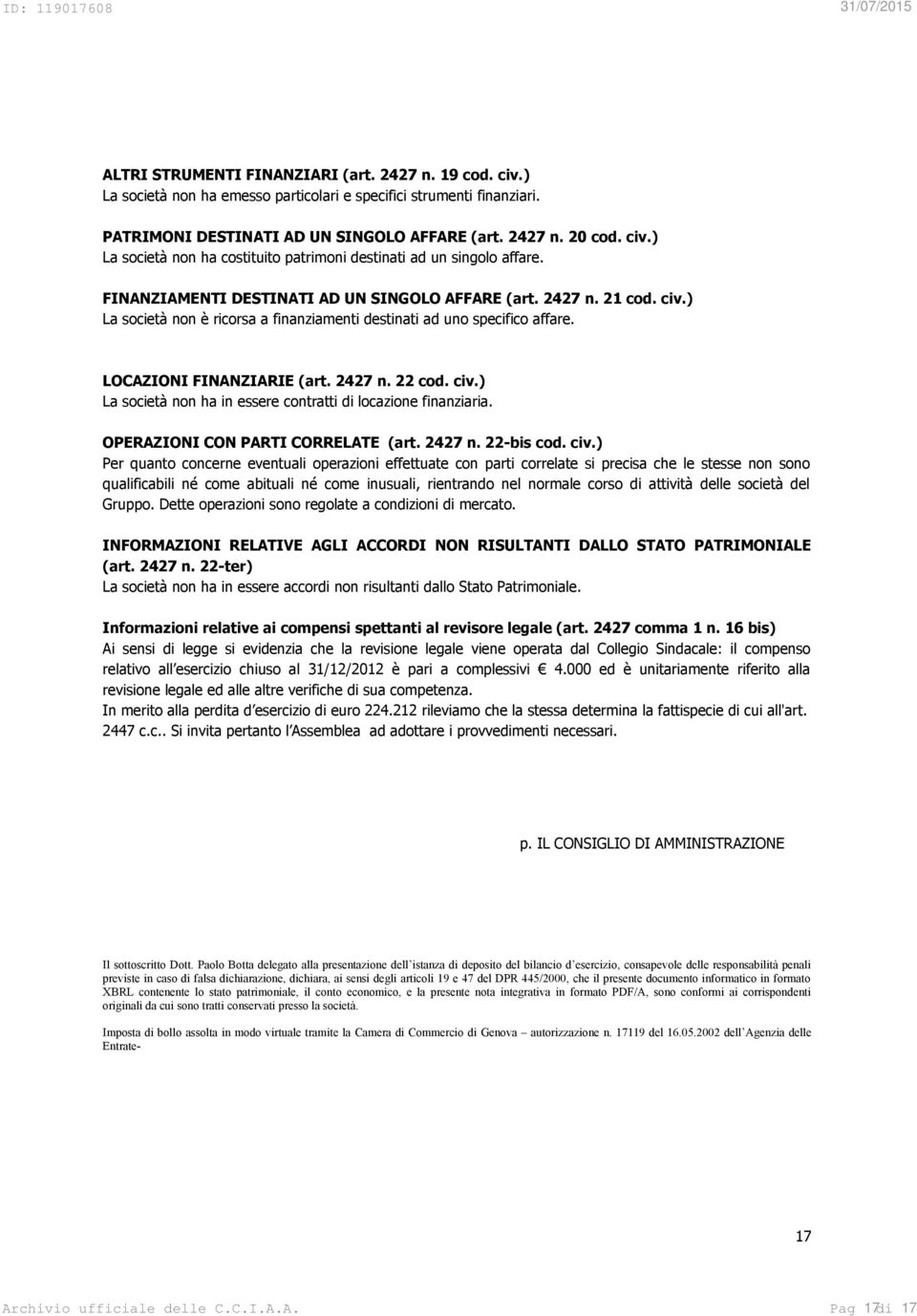 OPERAZIONI CON PARTI CORRELATE (art. 2427 n. 22-bis cod. civ.