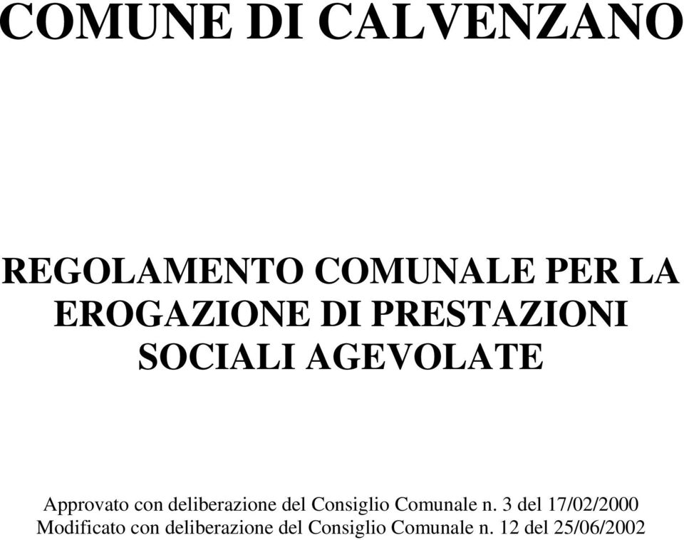 deliberazione del Consiglio Comunale n.