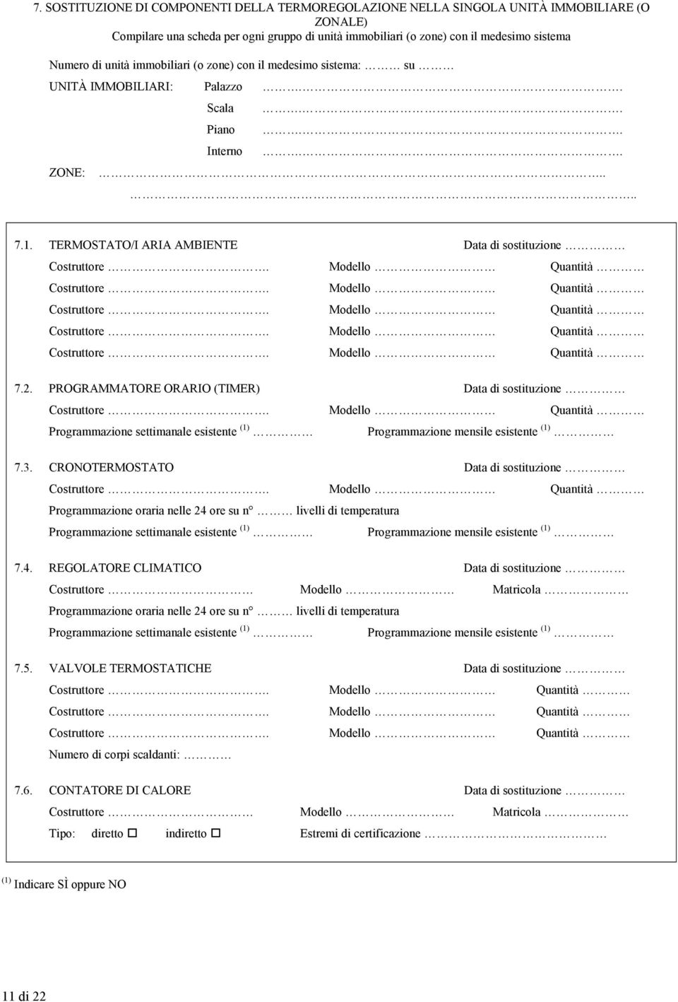 PROGRAMMATORE ORARIO (TIMER) Data di sostituzione Programmazione settimanale esistente (1) Programmazione mensile esistente (1) 7.3.