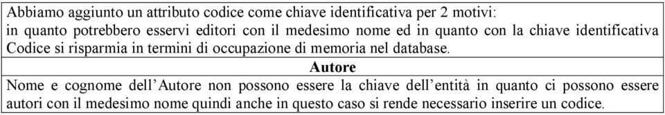 occupazione di memoria nel database.