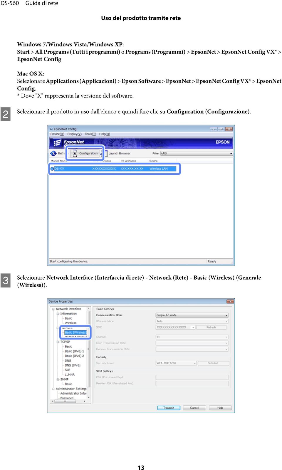 Config. * Dove "X" rappresenta la versione del software.