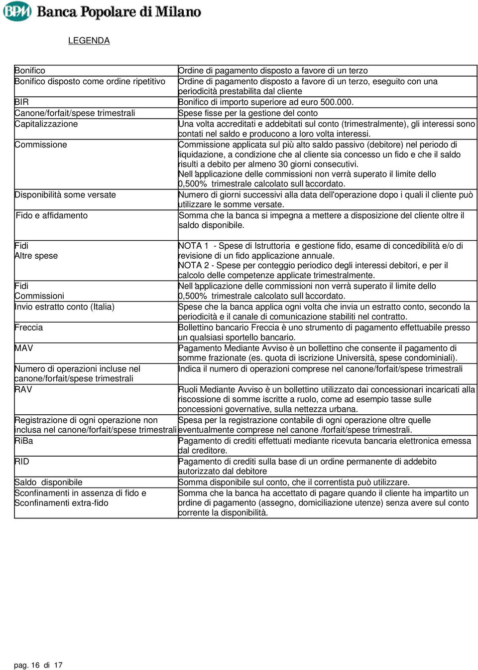 Canone/forfait/spese trimestrali Spese fisse per la gestione del conto Capitalizzazione Una volta accreditati e addebitati sul conto (trimestralmente), gli interessi sono contati nel saldo e