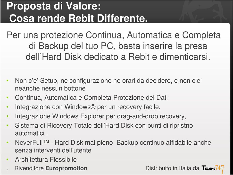 Non c e Setup, ne configurazione ne orari da decidere, e non c e neanche nessun bottone Continua, Automatica e Completa Protezione dei Dati Integrazione con