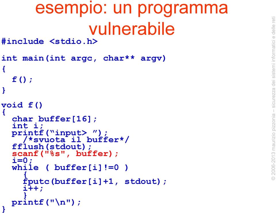 int i; printf( input> ); /*svuota il buffer*/ fflush(stdout);