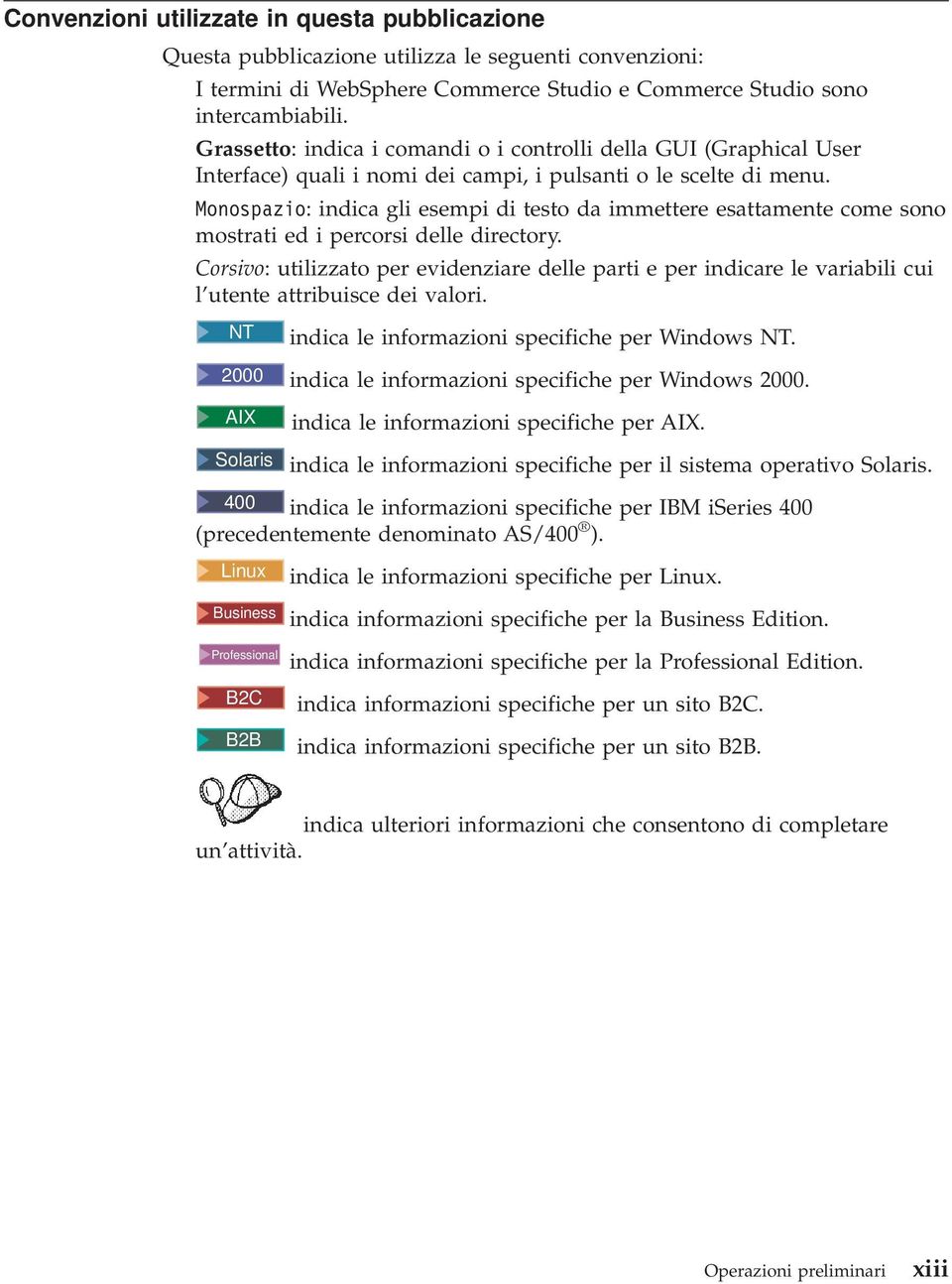 Monospazio: indica gli esempi di testo da immettere esattamente come sono mostrati ed i percorsi delle directory.