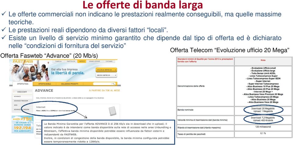 Esiste un livello di servizio minimo garantito che dipende dal tipo di offerta ed è dichiarato nelle