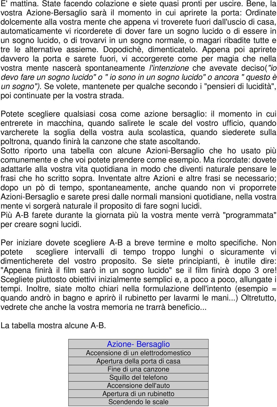 dover fare un sogno lucido o di essere in un sogno lucido, o di trovarvi in un sogno normale, o magari ribadite tutte e tre le alternative assieme. Dopodichè, dimenticatelo.