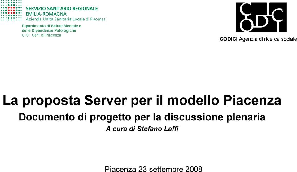 Server per il modello Piacenza Documento di progetto per la