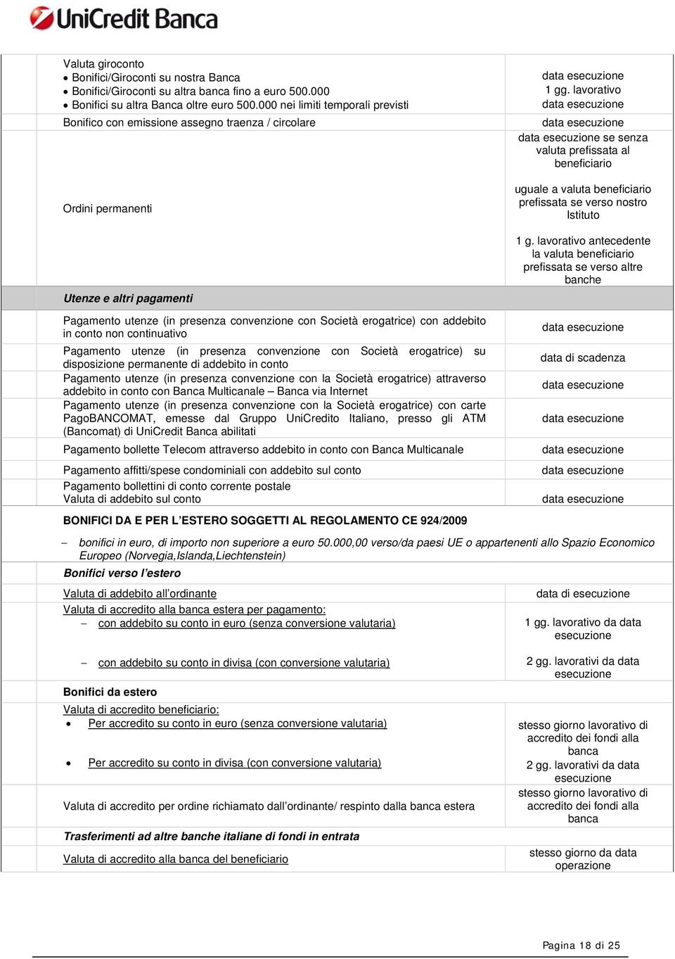 lavorativo se senza valuta prefissata al beneficiario uguale a valuta beneficiario prefissata se verso nostro Istituto 1 g.