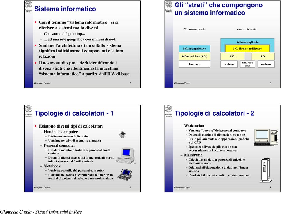 diversi strati che identificano la macchina sistema informatico a partire dall HW di base Gli strati che compongono un sistema informatico Sistema traizionale Software applicativo Software di base (S.