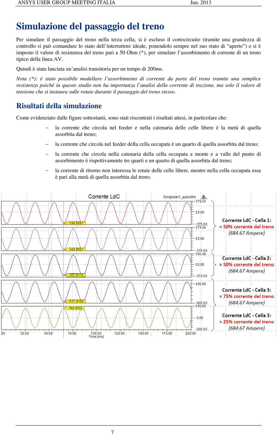 linea A. Quindi è stata lanciata un analisi transitoria per un tempo di 200ms.