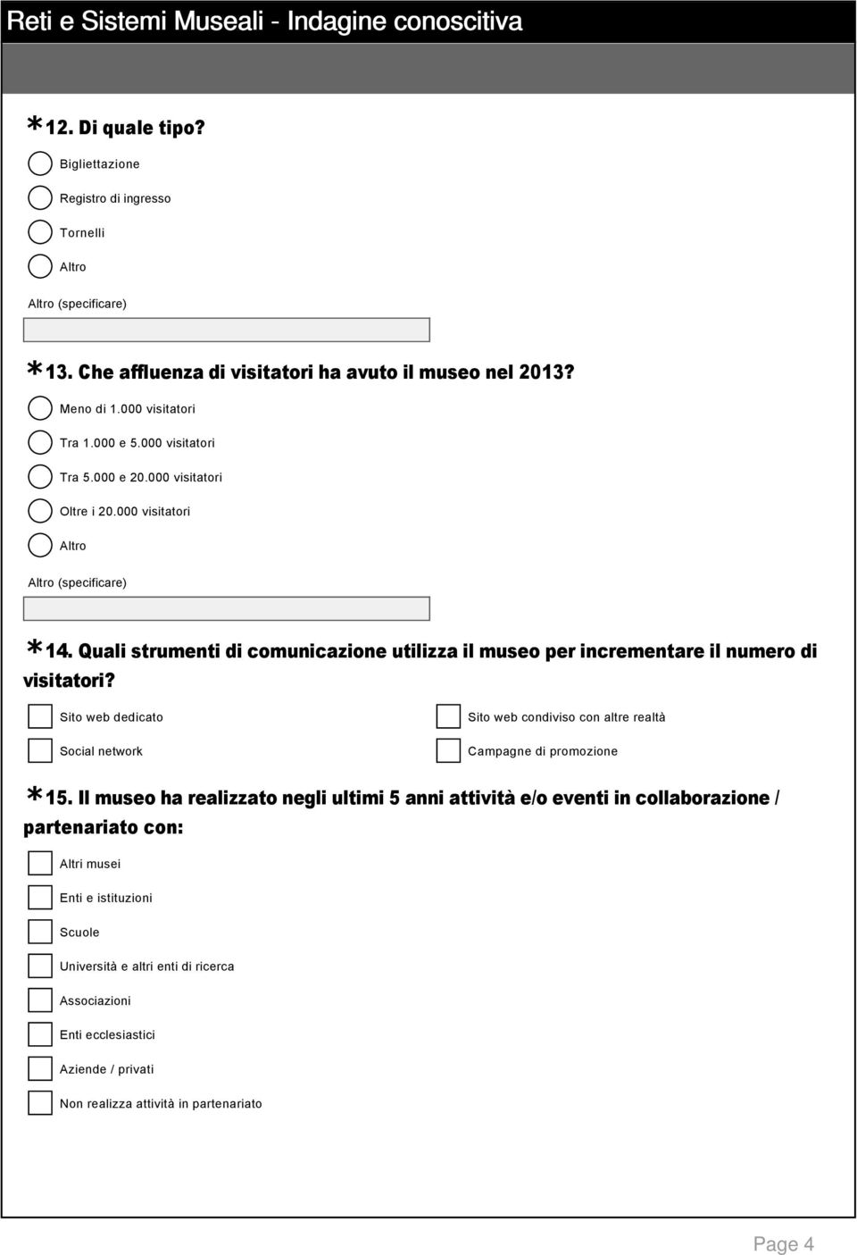 Sito web dedicato Sito web condiviso con altre realtà Social network Campagne di promozione 15.