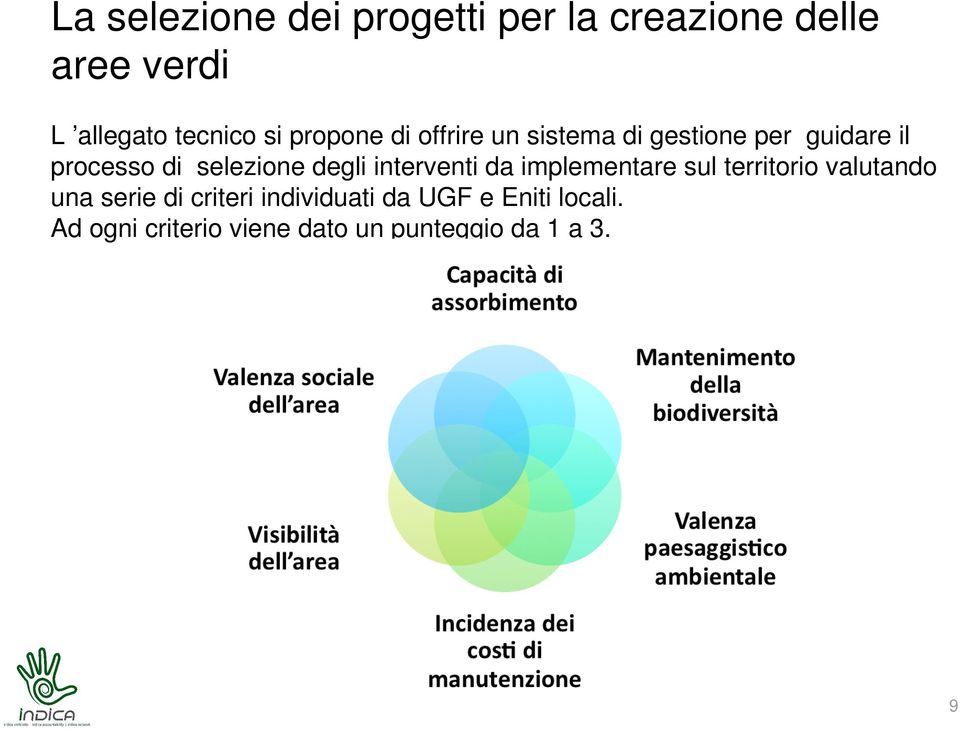 degli interventi da implementare sul territorio valutando una serie di criteri