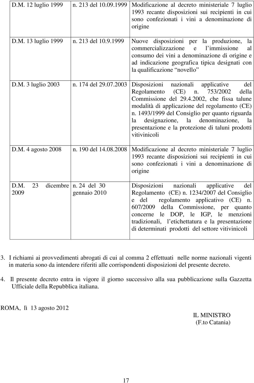 1999 Nuove disposizioni per la produzione, la commercializzazione e l immissione al consumo dei vini a denominazione di origine e ad indicazione geografica tipica designati con la qualificazione