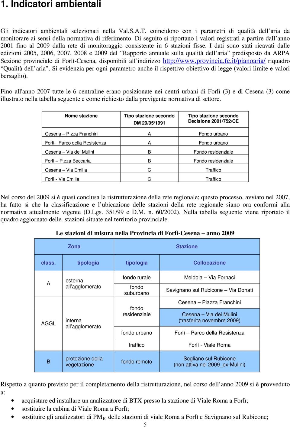 I dati sono stati ricavati dalle edizioni 005, 006, 007, 008 e 009 del Rapporto annuale sulla qualità dell aria predisposto da ARPA Sezione provinciale di Forlì-Cesena, disponibili all indirizzo